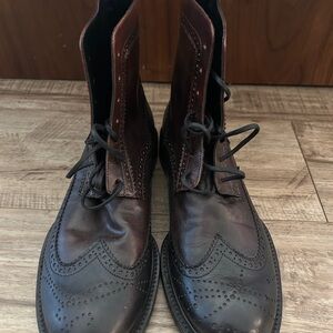 Ann Demeulemeester Rich Brown Leather Moto Boots